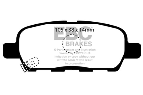 EBC 08-13 Infiniti EX35 3.5 Greenstuff Rear Brake Pads