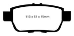 EBC 09-14 Acura TL 3.5 Redstuff Rear Brake Pads