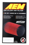 AEM DryFlow Air Filter Kit 4in x 7in DRYFLOW W/O Hole