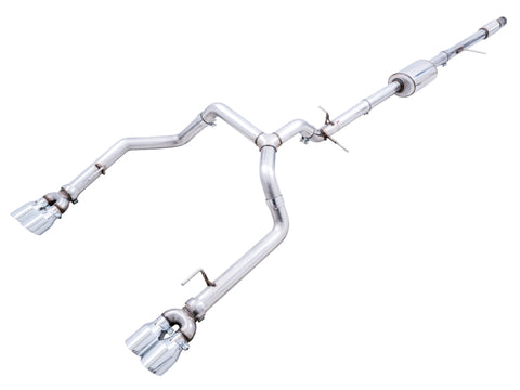 AWE Tuning 4th Gen GM 1500 5.3L 0FG Catback Split Rear Exit (w/ Bumper Cutouts) - Quad Chrome Tips